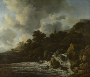 Cascada cerca de un pueblo, c.1665-70 de Jacob van Ruisdael